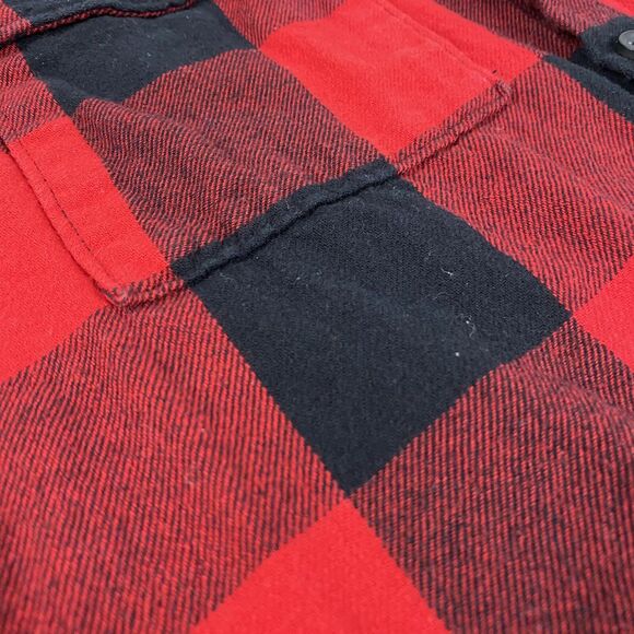 Upcycled Flannel Shirt Womens Medium Shacket Chili Peppers Red Country Grunge - Picture 15 of 16